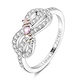 NARMO 925 Sterling Silver Women Rings Love Mom Cubic Zirconia Rings for Mother's Day Statement Ring Size 8