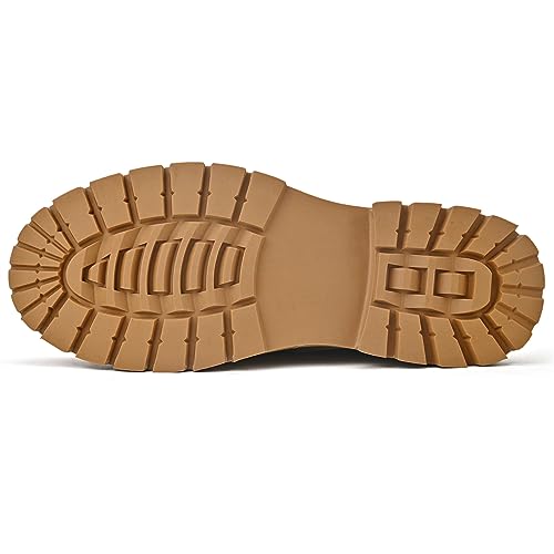 Mens Soft Toe Work Shoes Oxford Leather Stylish Dress Non Slip Resistant Comfortable Casual Wolking Shoes for Men Yellow2