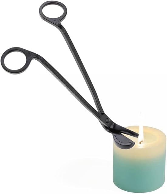 Hztyyier Candle Wick Trimmer, 6.9 Inch Oil Lamp Candle Accessories Trimmer Scissors Deep Into Candles to Cut Spent Wicks(Black)