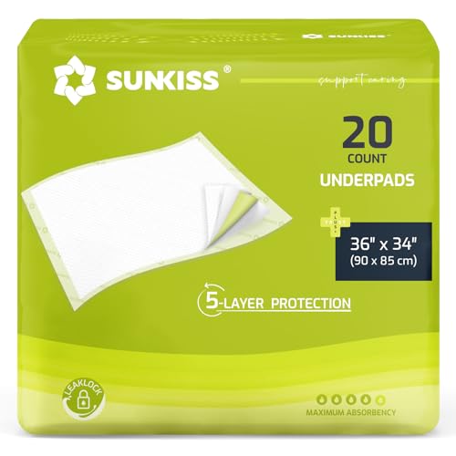 SUNKISS TrustPlus 90x90 cm Empapador Desechable para Incontinencia, Almohadilla Absorbente para Adultos, Ancianos y Niños, Protección de Cama y Muebles, Multifuncional, Tela No Tejida, 10 Unidades
