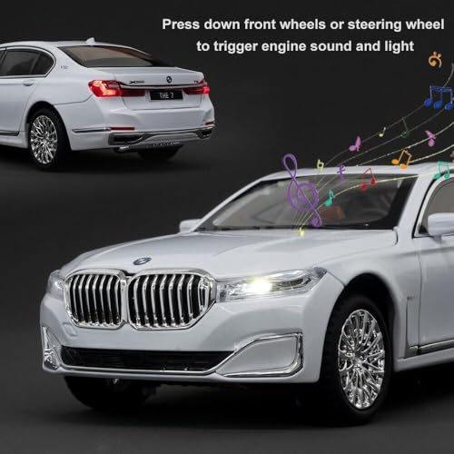 Image of 1:24 B.M.W 7Series 760Li Model Car Zinc Alloy Pull Back Toy Diecast Toy Cars with Openable Doors, Sound and Light for Kids Boy Girl Gift(Colors As Per Stock)