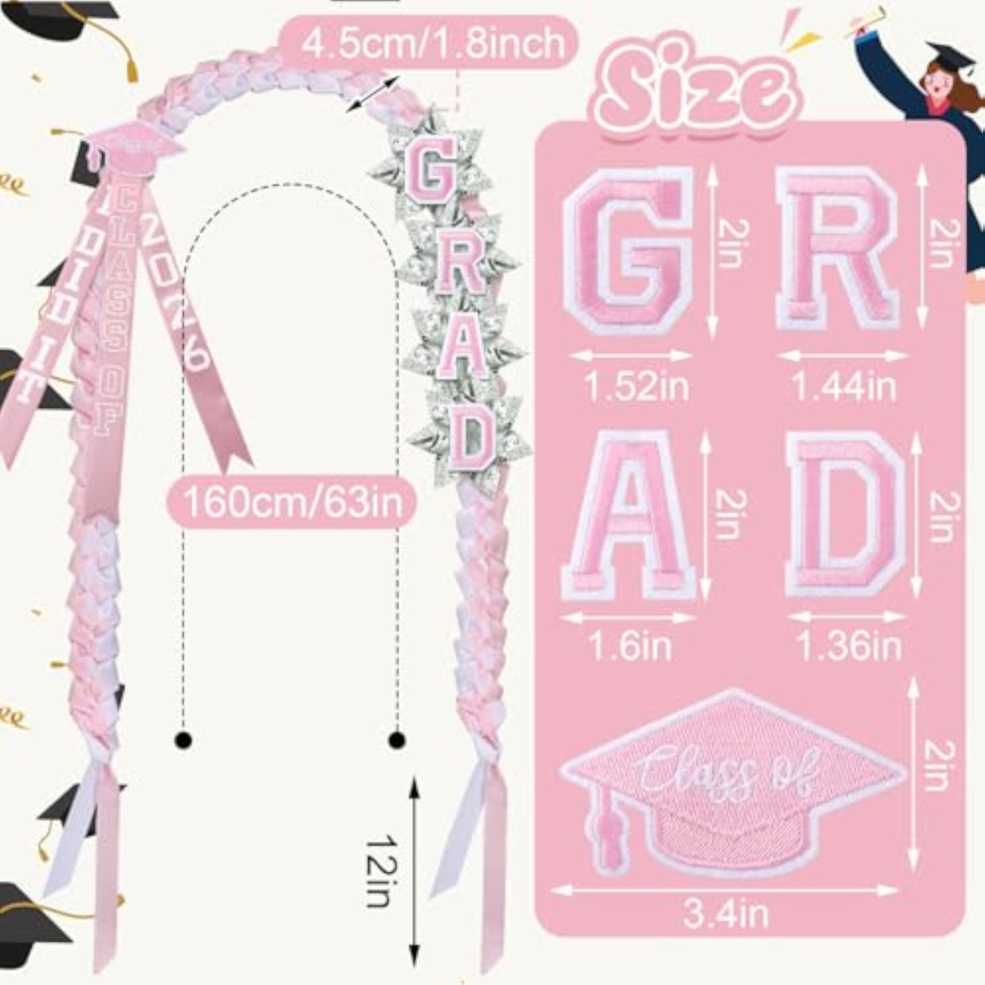Handmade Graduation Ribbon Lei Necklace, Class of 2026 Gift