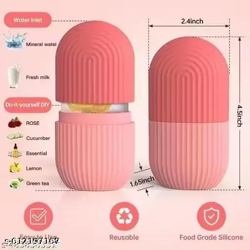 Image of Ice Roller for Face & Eyes | Silicone Ice Facial Massager for Skin Care, Puffiness, Dark Circles & Glowing Skin | Reusable Beauty Tool for Women & Men | Multi Color Variants (Pink)