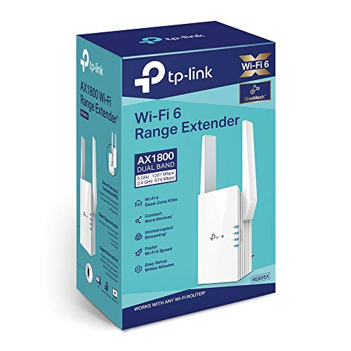 Image of TP-Link AX1800 Dual Band Wi-Fi 6 Range Extender, Broadband /WiFi Extender, Wireless Booster /Hotspot with 1 Gigabit Port & 2 External Antennas, Built-in Access Point Mode, (RE605X)