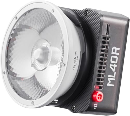 Image of Godox ML40R Mini RGB COB Video Light 40W, 1800K-10000K, Handheld Portable Full-Color COB LED Continuous Output Light w /Built-in Li-ion Battery,12300lux@1m, CRI /TLCI95, 14FX, APP NFC Control