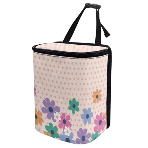 Image of Cute Groovy Flower Butterfly Car Trash Can Bin Interior Accessory Large Capacity Auto Garbage Bin for SUV Truck,Garbage Container Bin