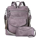 OPAGE Backpack Purse for Women Leather Fashion Designer Backpack Purse Travel Backpack Ladies Shoulder Bags With Wristlet (Purple)