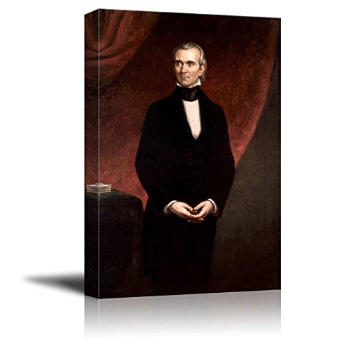 wall26 - Portrait of James K. Polk by George Peter Alexander Healy (11th President of The United States) - American Presidents Series - Canvas Wall Art Gallery Wrap Ready to Hang - 12x18 inches