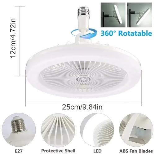 Ventilador de techo silencioso para cocina y dormitorio con luz regulable E27 4