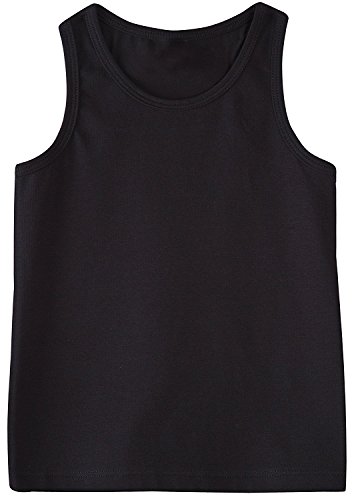 Fomann Kids Cotton Tank Top 4 Pk Boys Girls Solid Color Tank Top Children Youth Shirts (Youth Medium(Size 10 To 12), Black) #TOP1