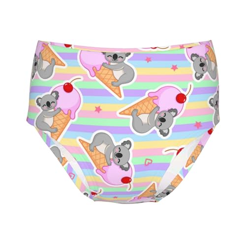 Koala Bears With Ice Cream On Striped Girls' Underwear Soft Cotton Little Girls Panties Comfort Briefs