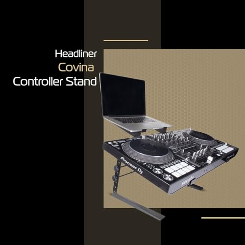 Image of Headliner Los Angeles Headliner Covina Portable Dual DJ Controller Stand Adjustable and Durable DJ Stand for Controller and Laptop Perfect for your DJ Rig at Home, in the Club or on the Road (HL20003).