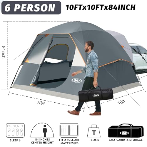 Image of UNP SUV Dome Tent for Camping, Outdoor 6 Person Car Camping Tent, Easy Set Up SUV Tailgate Tent with Rainfly 10' x 10' Vehicle Camping Tent | for Camping