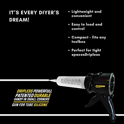 SILIGUN Caulking Gun - Anti Drip Extreme-Duty Caulking Gun - Patented New and Innovative Design - Lightweight ABS Frame - for the Smallest to the Largest Jobs - Compact-Design Just 4 Inches / 0.65 lbs