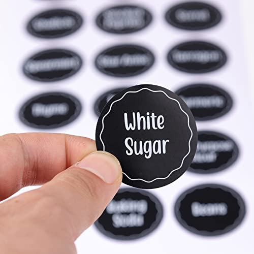 SAVITA 144-delig 1,5inch Kruidenpotlabel, Waterdicht Kruidenpotlabels Pantry Etiketten Rond Kruidenpotjes Stickers Etiketten Kruidenpotje voor Kruiden en Specerijenrekorganisatie (Zwart) - Image 4