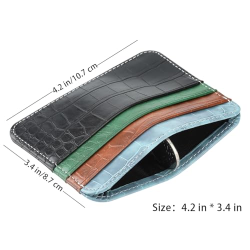 Custom Name Initials Front Pocket Wallet, Crocodile Pattern PU Leather Credit Card Holder, Personalized Letter Monogrammed Embossed, Slim Thin Minimalist Black Card Cases, Gift Idea for Women Men3