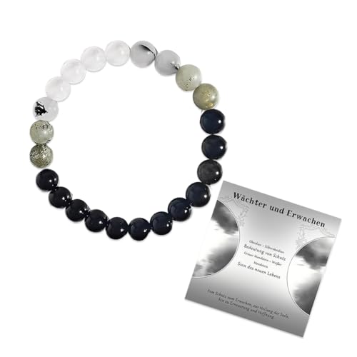 ZORVYN 1 Pcs Bracelet en Obsidienne Noire, Bijou Élégant avec Symbole de l'Amour et Carte de Signification, Bracelet Spirituel en Pierre Naturelle