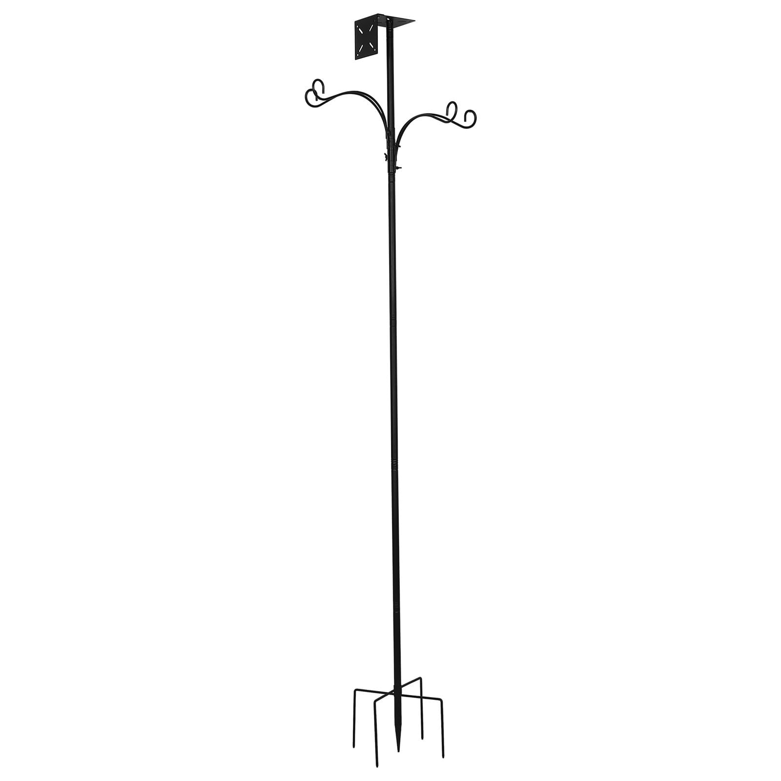 DOITOOL Vogelfutterstange mit 4 Haken, 193cm Metall, Schwarz
