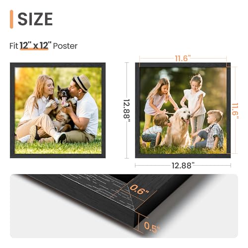 Image of upsimples 12x12 Picture Frame, Wall Gallery Square Frames with Engineered Wood, Black 1 Pack