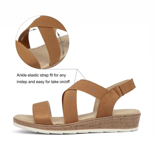 Image of VJH confort Women's Flat Sandals, Comfort Slip-on Elastic Ankle Strap Slingback Light Weight Casual Walking Sandals