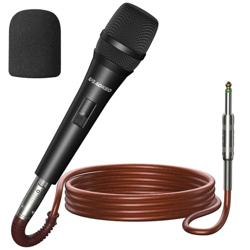 Aokeo Dynamic Microphones XLR A450 Karaoke Microphone for Singing with Foam Cover and 5m XLR Cable.Handheld Mic Compatible for Speaker Machine Amp Mixer Speech