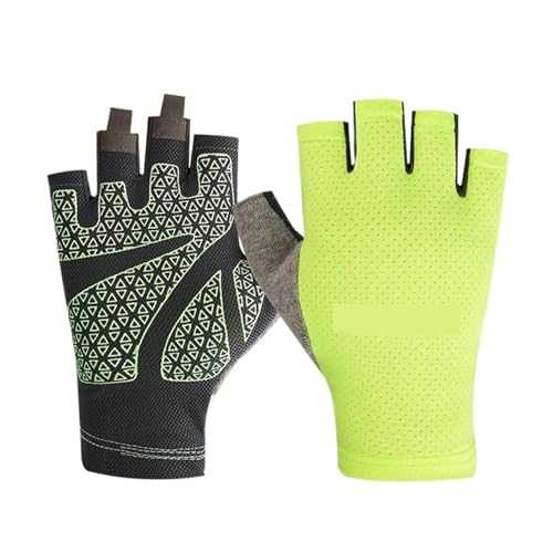 REEYUILOF Guantes de Medio Dedo Antideslizantes y Transpirables: Equipo de Mano cómodo for Deportes al Aire Libre, Actividades físicas y de Ciclismo(Green,L)