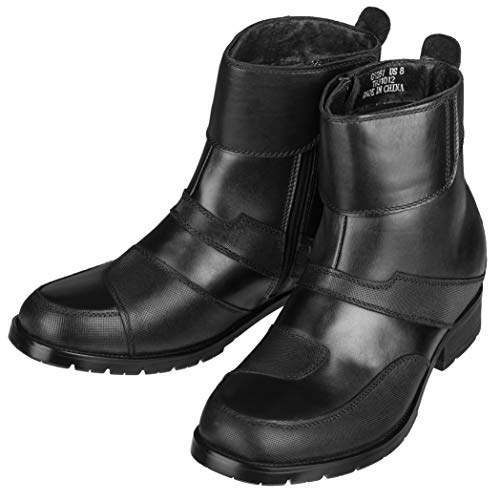 CALTO Men's Invisible Height Increasing Elevator Shoes - Black Leather Zipper High-top Biker Boots - 3.3 Inches Taller - G6251 - Size 8 D(M) US4