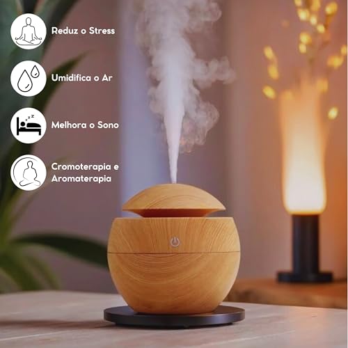 Umidificador de Ar Ultrassônico Usb Difusor de Aroma e Óleo Essencial Elétrico Purificador Aromatiza