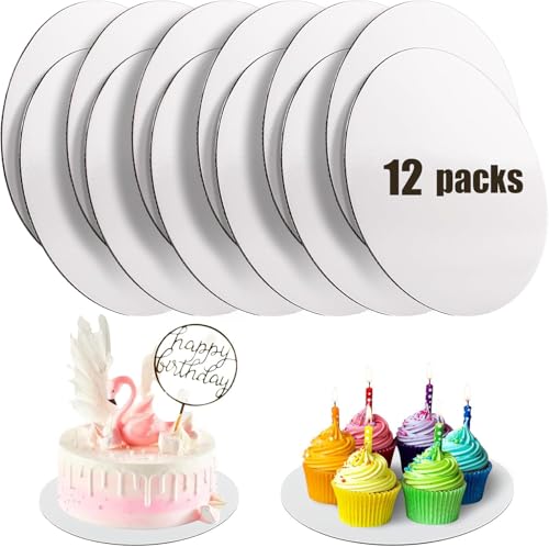 Tiusixsy 12 Pièces Plateau à Gâteau Rond, Cake Board 30 cm, Support a Gateau en Carton Réutilisable pour Gâteaux, Plat à Gâteau Rond pour Gâteaux et Desserts de 8-11 Pouces