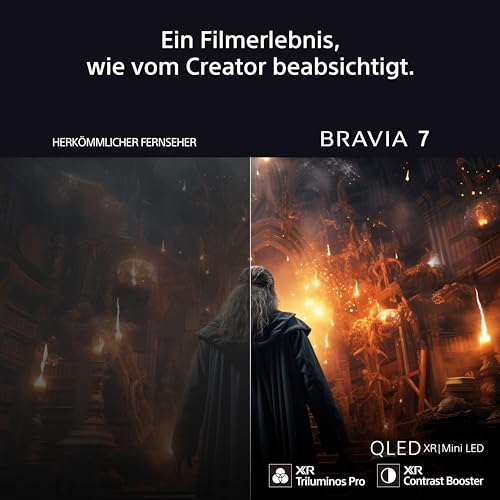Sony BRAVIA 7 QLED (XR l Mini LED) 65 Zoll 4K HDR Google Smart TV | Gaming-Funktionen, IMAX Enhanced, Dolby Vision Atmos, Chromecast, AirPlay, 120Hz 65XR70