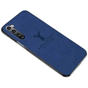 B Kandy Deer Pattern Cloth Texture Leather Finish Soft Fabric Case Hybrid Protective Case for | OnePlus Nord (Blue) (Blue)