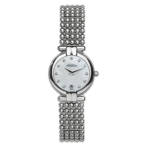 Michel Herbelin Women's Steel Bracelet & Case Sapphire Crystal Quartz MOP Dial Analog Watch 16873/B59