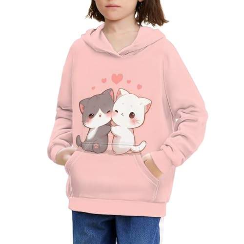 Girls Long Sleeve Hooded Sweatshirts Crewneck Hoodies with Pocket Toddler Winter Pullovers 6-14T3