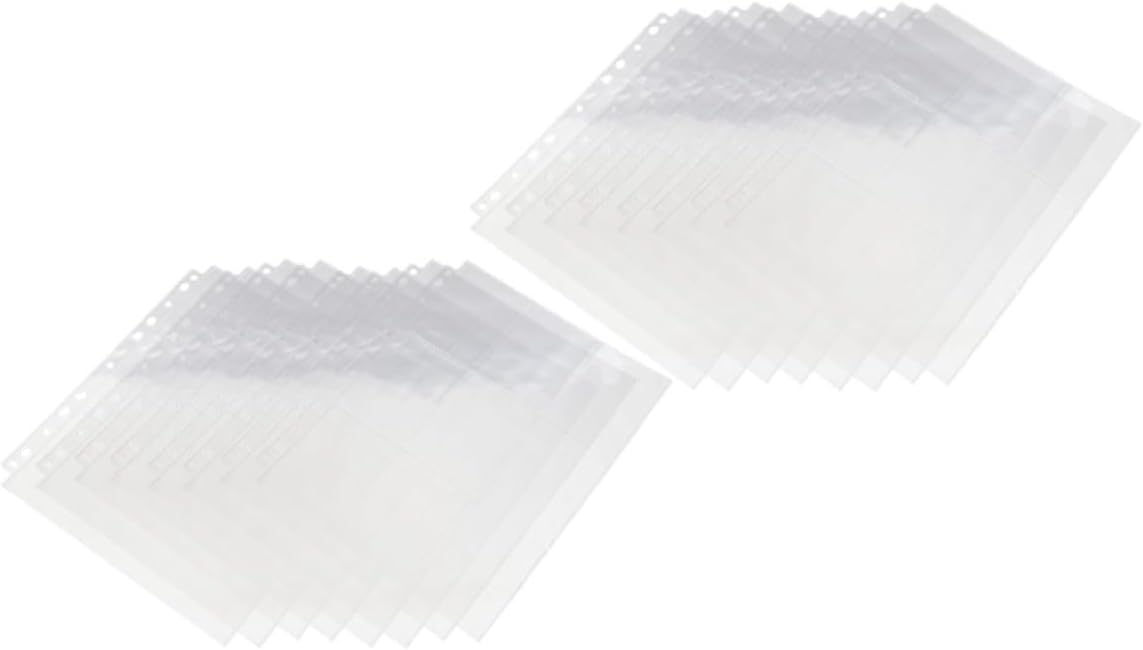 ABOOFAN 50pcs A4 9-Pocket Plastic Photo Album Sleeves with 11-Hole Punch, Binder Refill Pages for 3-Ring Binders, Card Protector Sheets for Photo and Collectible Card Storage