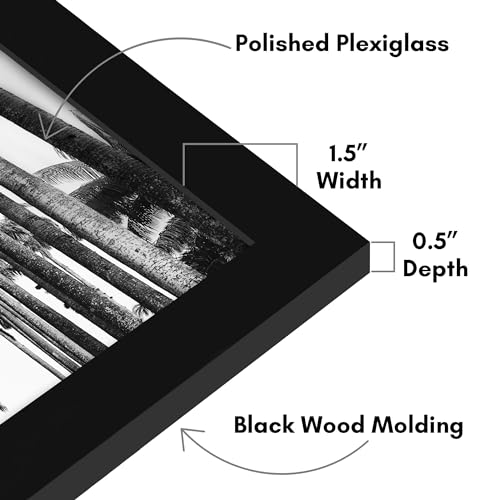 Americanflat 28x40 Poster Frame with Polished Plexiglass - Black Picture Frame - Wide Photo Frames Made of Engineered Wood for Vertical or Horizontal Wall Display - Epic Collection - Black