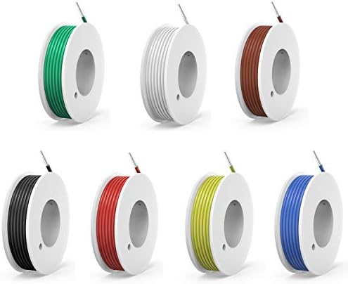 24 awg Solid Wire kit Electrical Wire Cable 7colors 30ft Each spools 24 Gauge UL1007 Tinned Copper Hook up Wire kit breadboard Wire for DIY