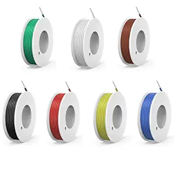 22 awg Solid Wire kit Electrical Wire Cable 7colors 26ft Each spools 22 Gauge UL1007 Tinned Copper Hook up Wire kit breadboard Wire for DIY