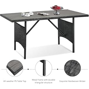 U-MAX Wicker Outdoor Dining Table, 54” Metal Frame Table for Patio Furniture Set or Indoor (Black) U MAX Wicker Outdoor Dining Table 54 Metal Frame Table for Patio Furniture Set or Indoor Black