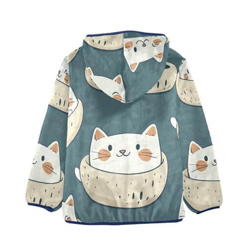 Kawaii Cats Girls Fleece Jacket Girls Fall Jacket Girls Zip Up Hoodie Girls Sherpa Jacket 2-10T2