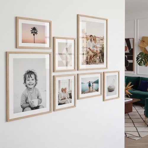 Image of HOTHOUSE Photo Frame For Wall decoration | Wooden Frames For living room Office | Aesthetic Frames For Wall Decor Gifts | Photo frame for Home Decor Bedroom | Set of 7 (BROWN, Combo-2)
