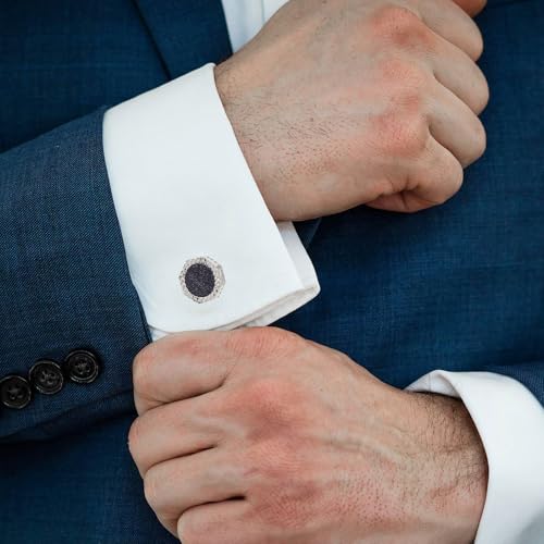 Mancuernillas Octagon Blue Goldstone para Hombre en Caja miniatura 2