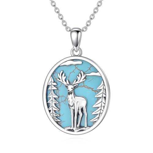Collier cerf argent 925 pendentif turquoise véritable bijoux occidentaux vintage femme