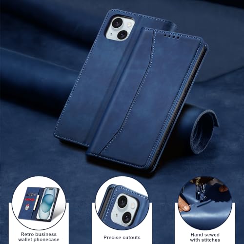Image of Jasonyu Flip Wallet Case for iPhone 15,Blue