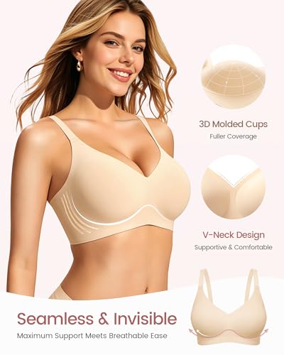 Image of Gailife Smooth Wireless Jelly Bras for Women No Underwire Seamless Push Up Bra Full Coverage Soft Suppor Tshirt Bralettes