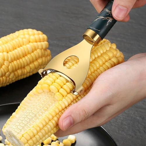 Image of Corn Peeler, Corn Stripper for Corn on the cob Remover Tool,Stainless Steel Multifunctional Kitchen Grips Corn Planer Cob Cutter kernels, with Hand Protect