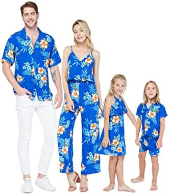 Matchable Family Hawaiian Luau Kimono Cardigan, Hibiscus Blue, Women, One Size