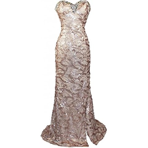 Meier Women's Strapless Beaded Black Lace Prom Formal Dress HY0730 Gold 6 Cover
