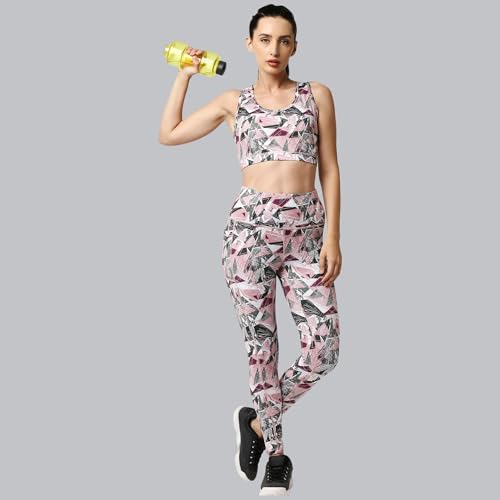 Image of SOIE Women's Medium Impact Quick Dry Padded Racerback Printed Athleisure Sports Bra