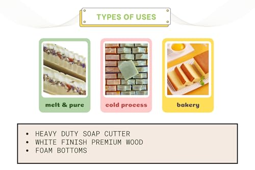 Image of Bovv Heavy Duty Soap Cutter Adjustable Size Cutter for Cold Process Soap | White Wood Solid Finish Premium Foam Edges 9mm Soft Foam for Soap Bar Soap Base Slicing and Bakery Slicing Usage