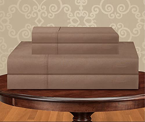 Elegant Comfort Luxury Quality Microfiber 5-Piece 1500 Premium Hotel Sheet Set-Wrinkle Resistant, All Around Elastic Fitted Sheet, Deep Pocket up to 16", Split King, Taupe